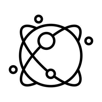 Planet with satellite icon line isolated on white background. Black flat th.. Stock Illustration