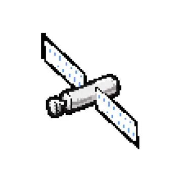 Planet satellite pixel art vector illustration Stock Illustration
