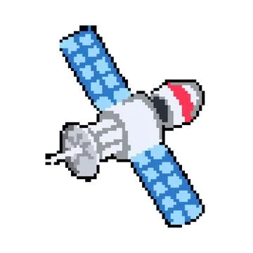 Planet satellite pixel art vector illustration Stock Illustration