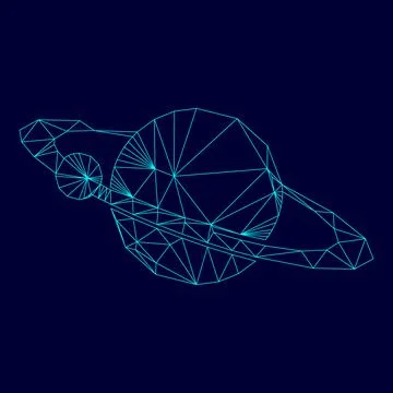 Planet with satellite on the ring low poly triangulation triangulated polygon イラスト素材