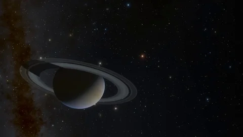 Planet Saturn and Moons in Space Stock Footage 84958538