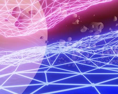 Planet Saturn close-up, with asteroid ring Illustrazione stock