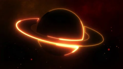 Planet Saturn icon. Elements of Web in neon style icons. Stock Footage 163215486