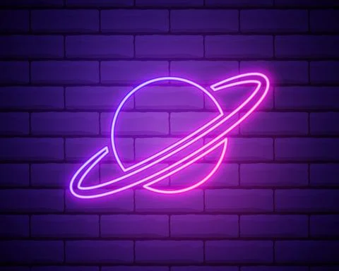 Planet Saturn icon. Elements of Web in neon style icons. Simple icon for webs 스톡 일러스트