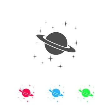 Planet Saturn icon flat Stock Illustration