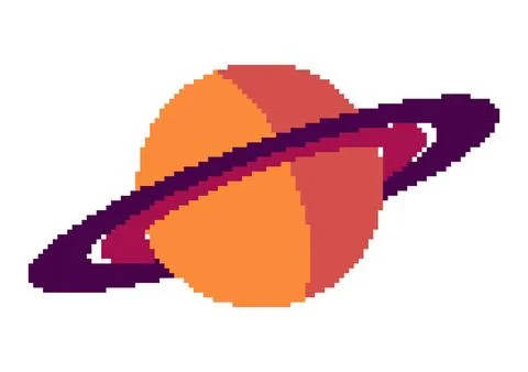 Planet saturn illustration with pixel theme Stock Illustration