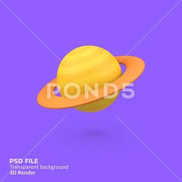 Planet Saturn isolated 3d render icon illustration PSD Template