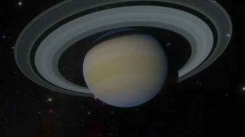 Planet Saturn Moons Orbit Stock Footage 84958780