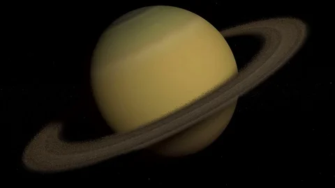 Planet Saturn orbiting, ring, looped, solar system, 3D animation, alpha Stock Footage 73479056