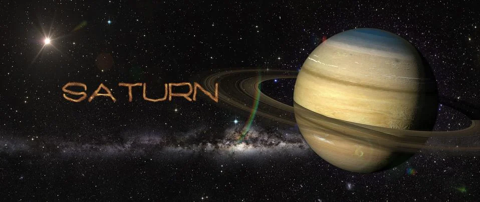 Planet Saturn in outer space. Illustrazione stock