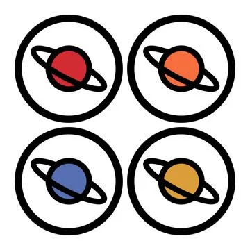 Planet Saturn with planetary ring system flat vector icon for astronomy apps  Stock Illustration
