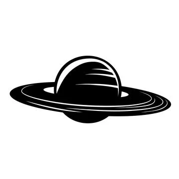 Planet Saturn with planetary ring system. Filledvector icon of space object Illustrazione stock