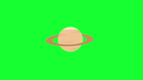 Planet saturn ring display green screen animation outer space cartoon plane.. Video stock 249454022