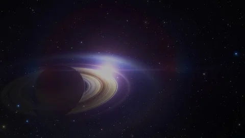 Planet Saturn Rings Create Solar Eclipse of Sun Stock Footage 84958818