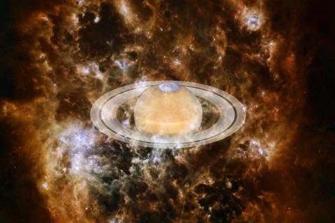 Planet Saturn. Solar system. Elements of this image furnished by NASA 库存照片