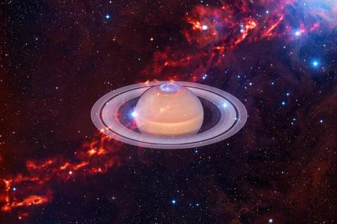  Planet Saturn. Solar system. Elements of this image furnished by NASA Pla... 库存照片