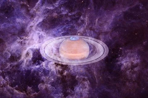  Planet Saturn. Solar system. Elements of this image furnished by NASA Pla... 库存照片