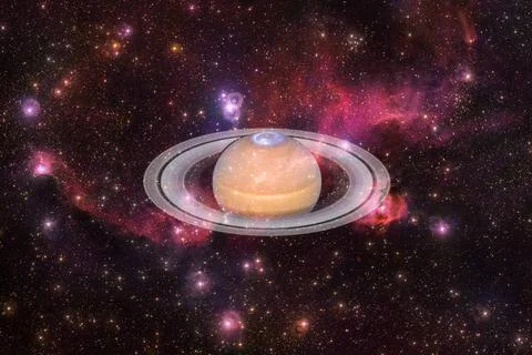  Planet Saturn. Solar system. Elements of this image furnished by NASA Pla... 库存照片