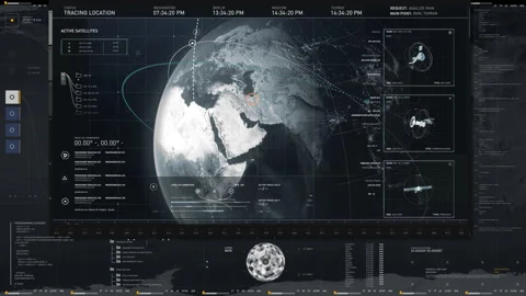 Planet Searching Interface Connects To Three Satellites To Scan Location In Iran Stock Footage 272215702