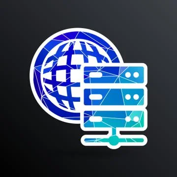 Planet Server icon symbol design workstation world Stock Illustration
