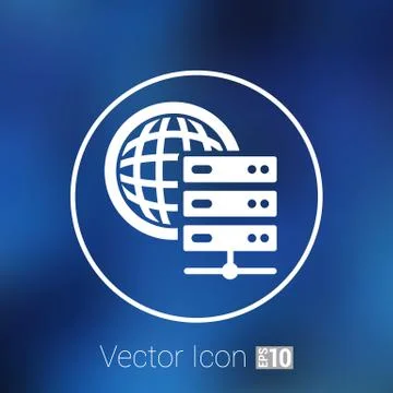 Planet Server icon symbol design workstation world Stock Illustration