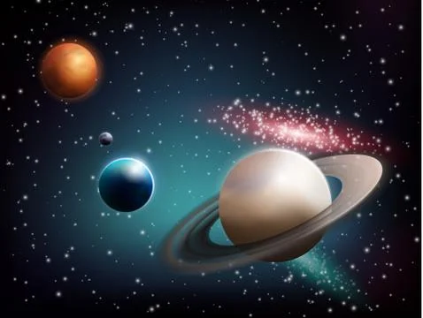 Planet Set Realistic Composition Stock Illustration
