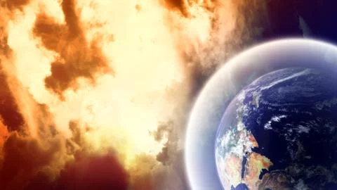 Planet with shield in space Stock Illustration