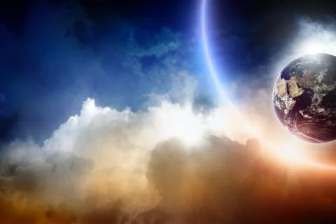 Planet in sky Illustrazione stock