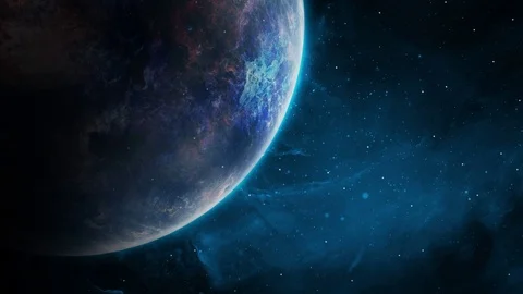 Planet slowly rotates in space Stock Footage 87493301
