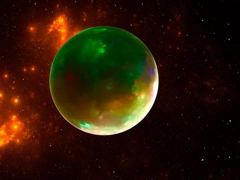Planet in space against the background of a star field - abstract illustration Stock Illustration