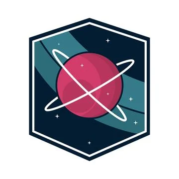 Planet space badge Illustrazione stock