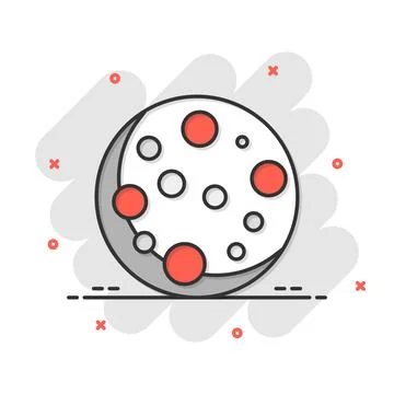 Planet in space in comic style. Moon and stars cartoon vector illustration .. Ilustração Stock