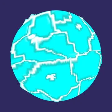 Planet in space covered with ice. An object for a computer space game. Flat Stock Illustration