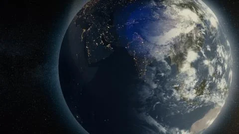 Planet in space. Solar system and space objects. Abstract scientific background Illustrazione stock