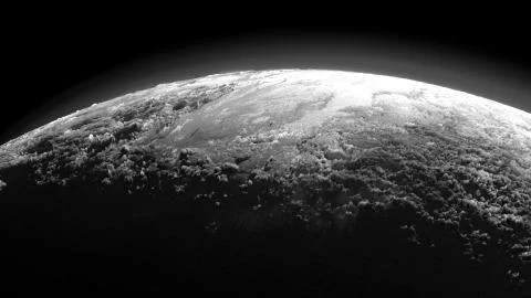 Planet from space, space view of planet in black and white 3d animation Иллюстрация