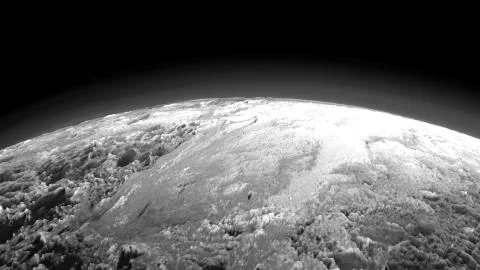 Planet from space, space view of planet in black and white 3d animation Stock Illustration