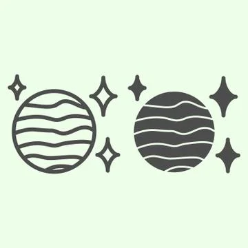 Planet sphere line and solid icon. Abstract celestial planet space theme with Stock Illustration