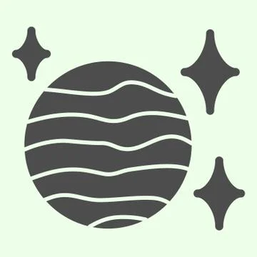 Planet sphere solid icon. Abstract celestial planet space theme with stars glyph Ilustración de archivo