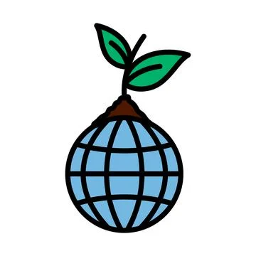 Planet With Sprout Icon Stock Illustration
