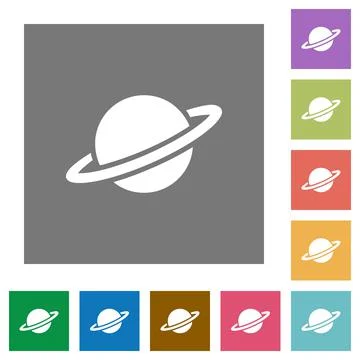 Planet square flat icons Stock Illustration