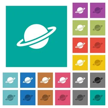 Planet square flat multi colored icons Stock Illustration