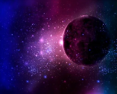 Planet in the starry night sky Stock Illustration