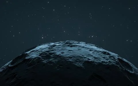 Planet with starry sky background, 3d rendering. Stock Illustration