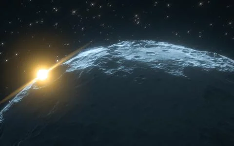 Planet with starry sky background, 3d rendering. Stock Illustration