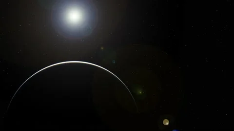 Planet with stars dark to bright with sun 4K Stock Footage 51380690