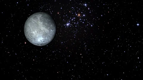 Planet of Stone and Ice Orbiting Stock Footage 107124220