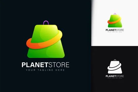 Planet store logo design with gradient Stock Illustration