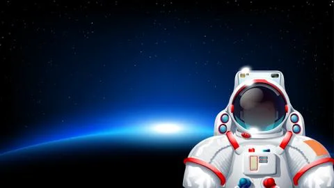 Planet sun astronaut Stock Illustration