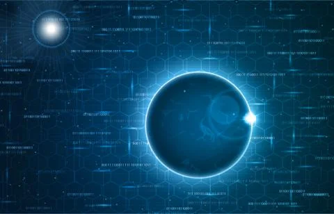 Planet with sunrise on the background Stock Illustration