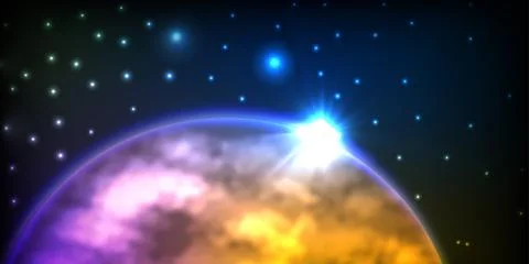 Planet with sunrise on the background Stock Illustration